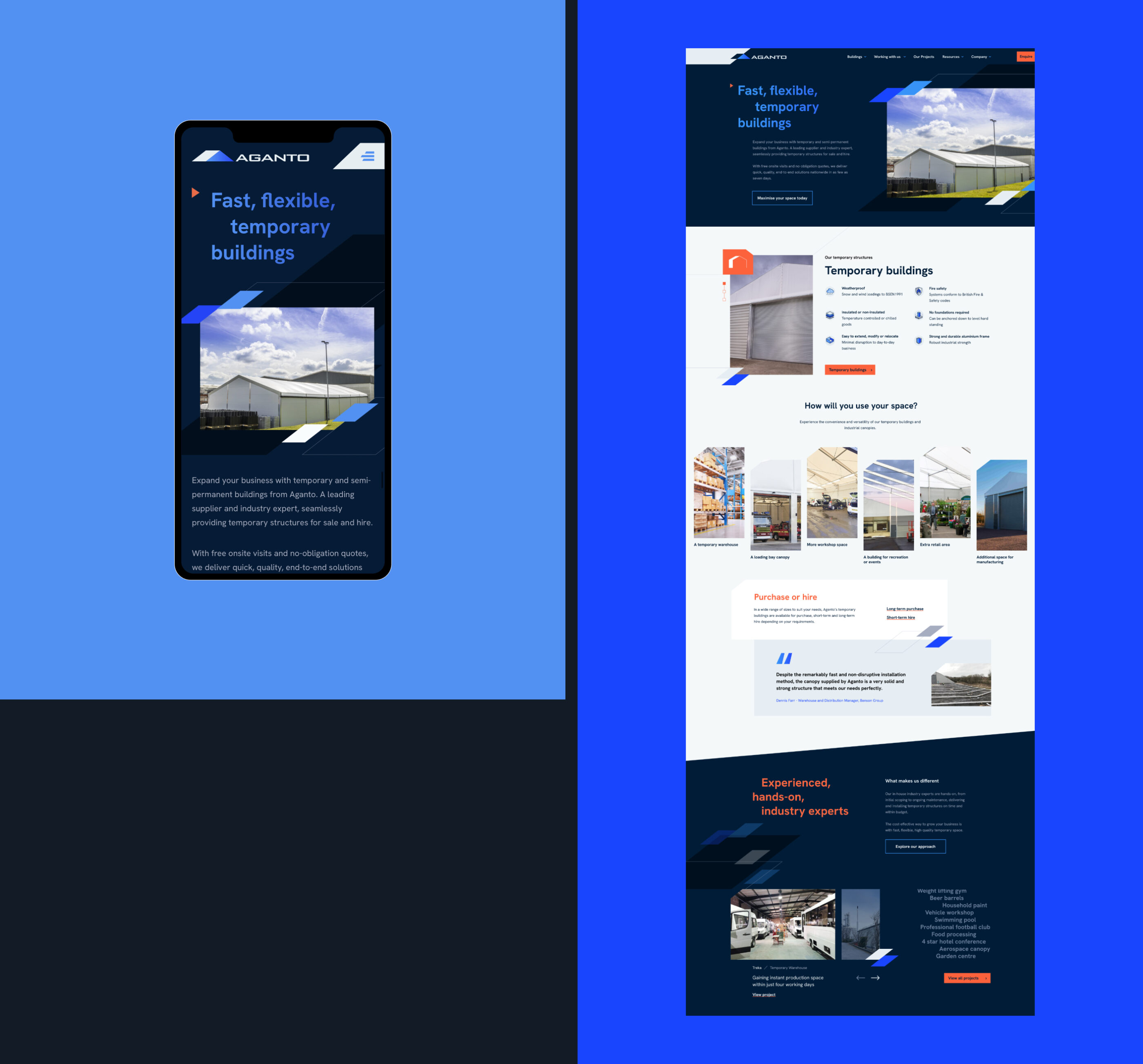 Aganto homepage mobile and desktop designs