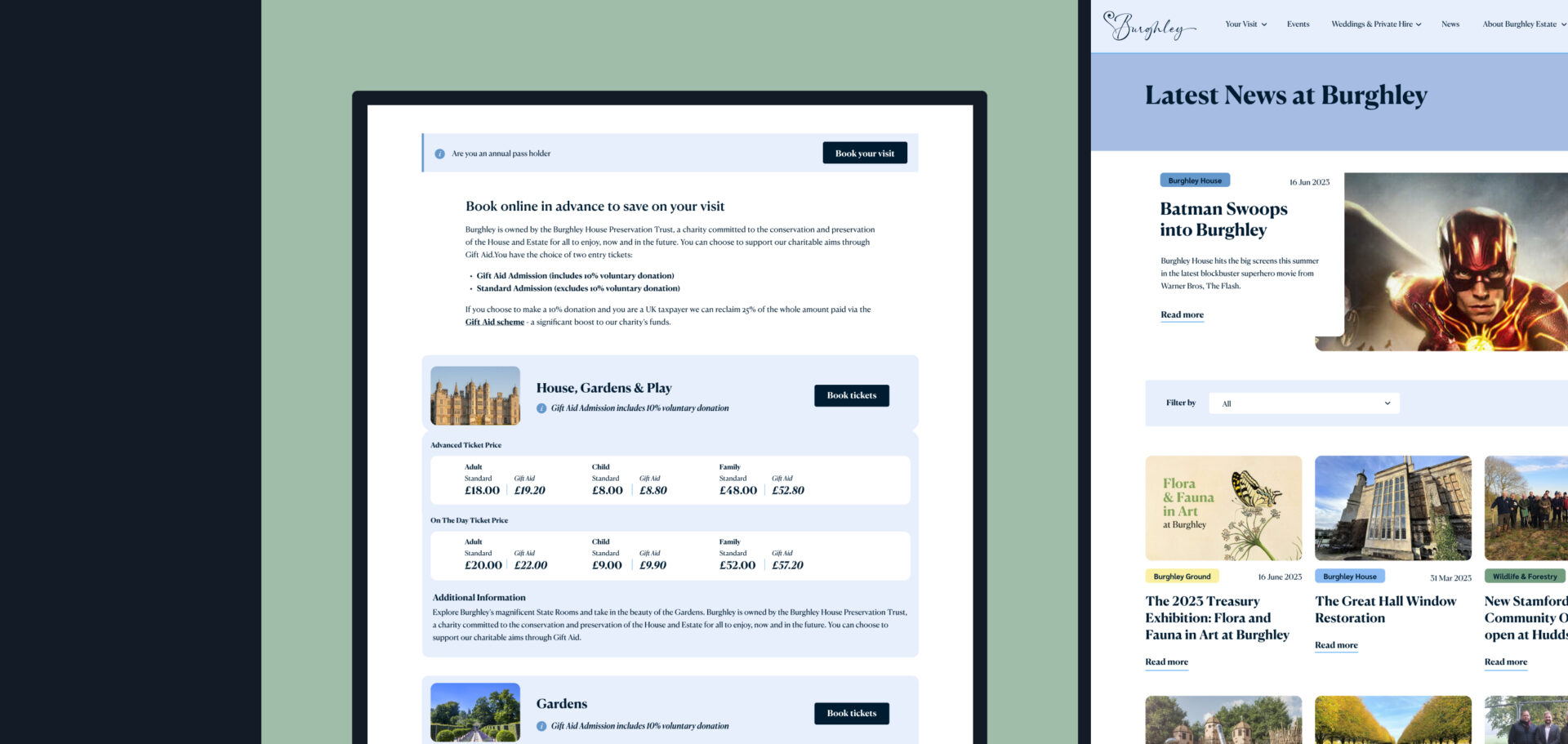 Burghley House Tickets and News webpages